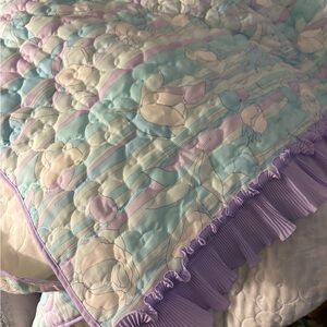 Pristine Vintage Purple & Blue Twin Bed Spread